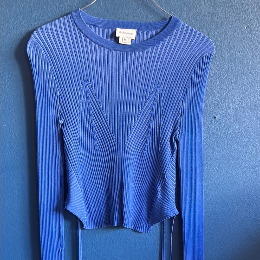 Find Me Now Vibrant Blue Ribbed Crop Top